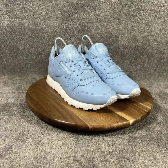 Reebok Classic EF3036  Women’s Size 7.5 Fluid Blue Leather Athletic Shoes Used - Picture 2 of 12